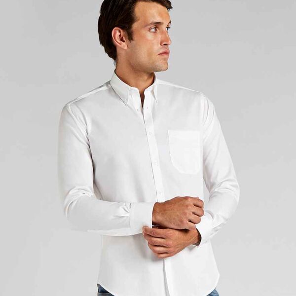 Kustom Kit Premium Long Sleeve Slim Fit Oxford Shirt Thumbnail