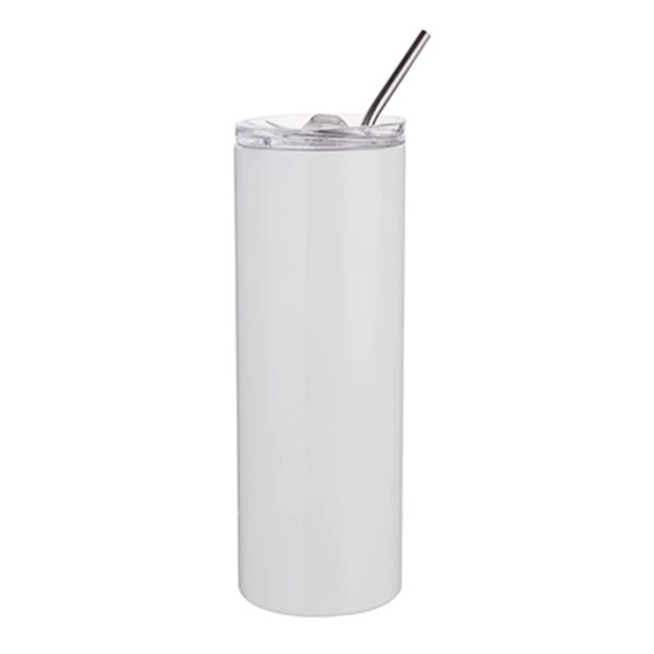 Slim Stainless Steel - 600ml Tumbler with Straw Thumbnail