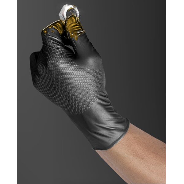 HEAVY DUTY BLACK FISHSCALE GLOVES 6MIL BOX OF 50 Thumbnail