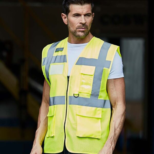 Yoko Hi-Vis Top Cool Open Mesh Executive Waistcoat (HVW820). Thumbnail