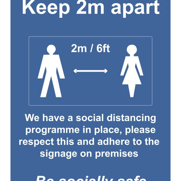 Keep 2m apart A4 Rigid signage Thumbnail